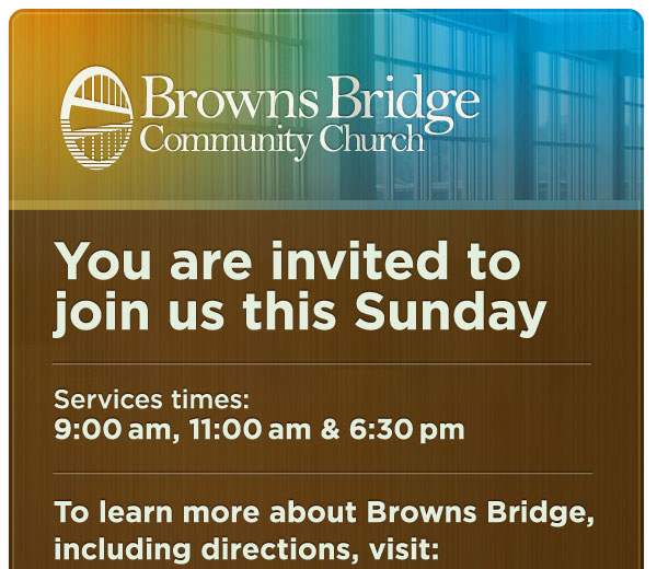 Browns Bridge Community Church: You are invited to join us this Sunday