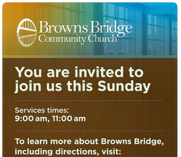 Browns Bridge Community Church: You are invited to join us this Sunday