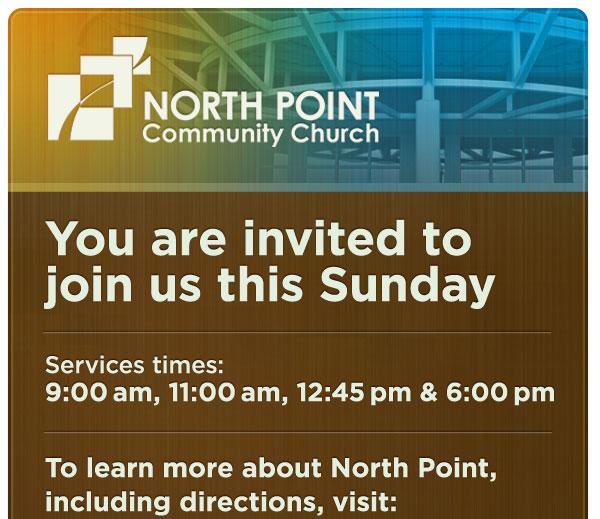 North Point Community Church: You are invited to join us this Sunday